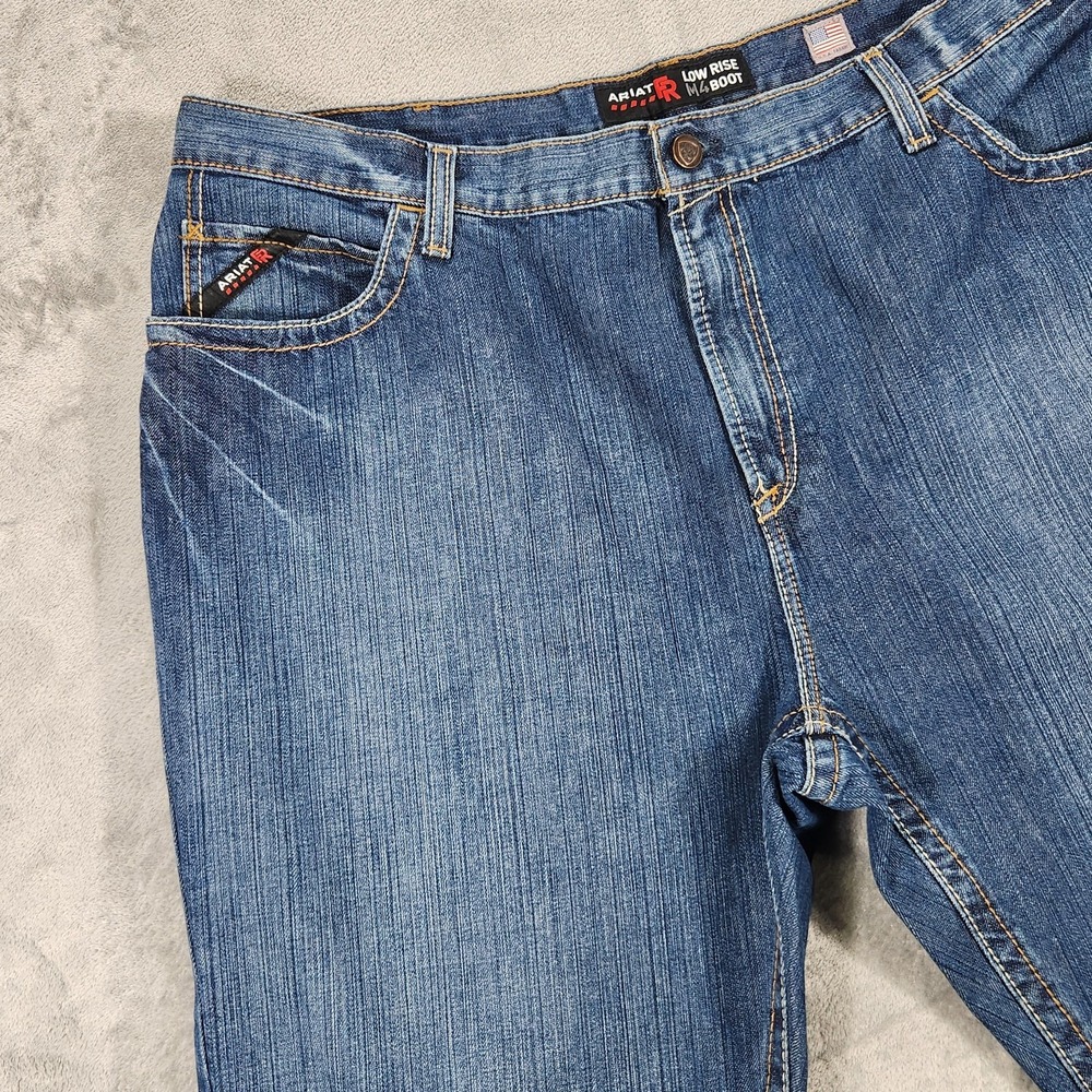 Ariat FR M4 Boot Jeans Mens 44x32 Blue Low Rise Work Flame Resistant Denim - Picture 5 of 16